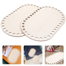 2 Pcs Durable Crochet Bag Bottom Diy Crocheting Wood Base for Handbags Crafts