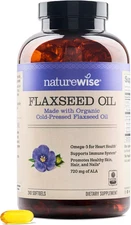 Flaxseed Oil 1,242 Mg, Fish Free Omega 3 6 9 with 720Mg ALA, Dietary Supplement 