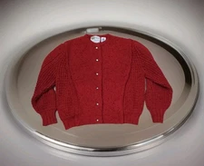 Pallas Hand Loomed 100% Pure New Wool Herringbone Chunky Knit Heavy Cardigan M