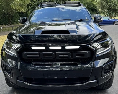 Raptor Style GLOSS BLACK Ford Ranger 3 x Bright LED Grill STEALTH T7 T8 16 - 22 - Image 1 of 4