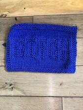 Image of Sweary Knitting B*tch Organic Cotton Dishcloth In Cobalt Blue