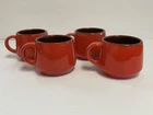 Frankoma Pottery - Flame Red Plainsman - Set of 4 Coffee Mugs - #6C