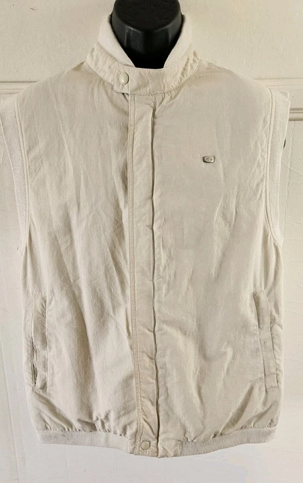 Vintage Lacoste France Ivory Nylon & Cotton Full Zip Golf Vest Sz 54/5  M/L  EUC - Image 2 of 4