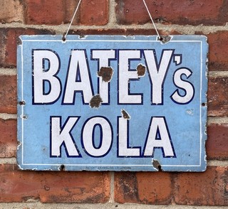 Antique Vintage Retro c1900s Batey’s Kola Drink Enamel Shop Advertising Sign