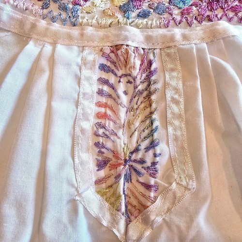 Vtg Mexican Hand Embroidered Baby Top Oaxacan San Antonino Muñequita Silk 18M - Picture 5 of 6