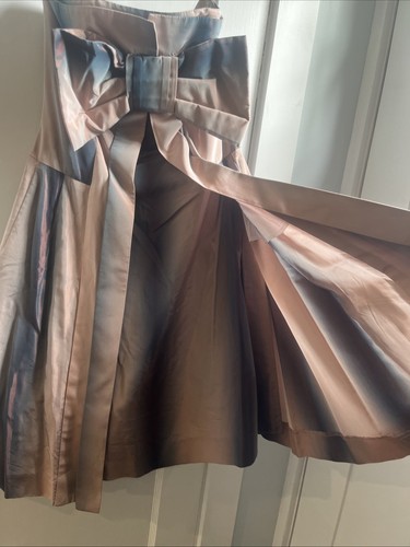 Betsy Johnson Evenings Y2K Metallic Bow Corset Strapless Party Prom Dress Size 4 - Picture 2 of 10