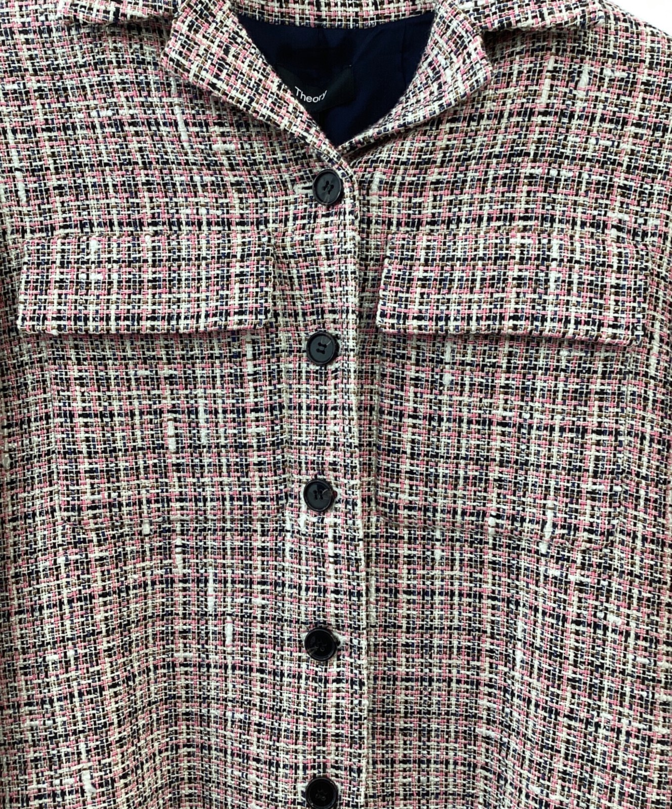 theory Multicolor Tweed/Patch Crop Jacket/ Pink - image 4