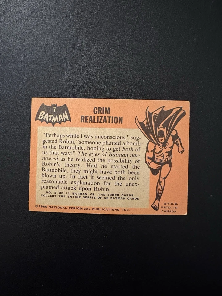 1966 OPC SET BREAK #7 BLACK BAT CARD PRINTED IN CANADA EX! - Image 2 of 2