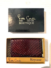 Vtg new PIERRE CARDIN Brown Anaconda Snakeskin Key Wallet Tri-Fold 6 Key Holder