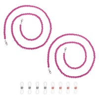 2 Stk. Glasperlen-Brillenkette FüR Damen, 28 Zoll Rosarot