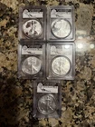 25th anniversary American Eagle silver coin set PCGS  70  John Mercanti signed