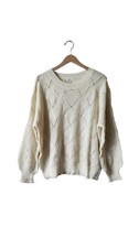 And the why Size S/M Oversized Open Knit Sweater Crew Neck Ivory