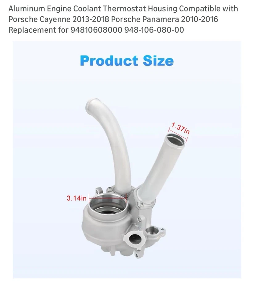 Carcasa termostato refrigerante motor para Porsche Cayenne 2013-2018 Panamera 2010-16 Foto 3 de 4