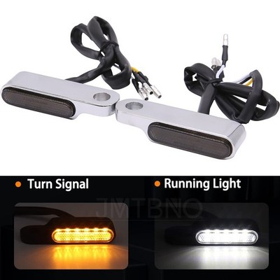 Handlebar LED Turn Signals Blinker Light Chrome For Harley Sportster 883 1200