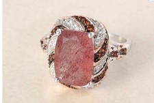 Modischer Damenring rosa rot Tansania Ring (8...