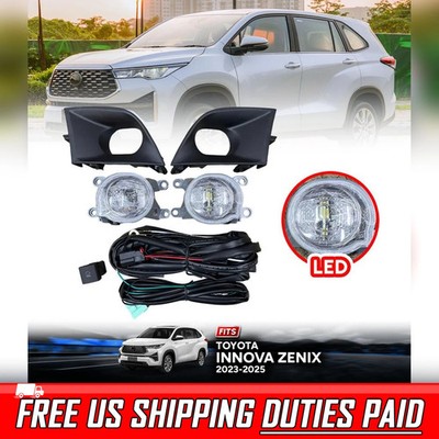 Set Fog Lamp Spot Light LED Black Cover For Toyota Innova Zenix AG10 MPV 2023-25