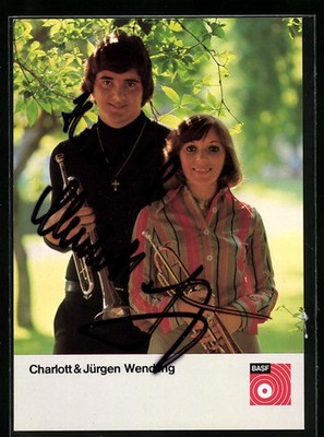 AK Musiker des Duos Charlott und Jürgen Wendling mit Trompeten, original Autogr 