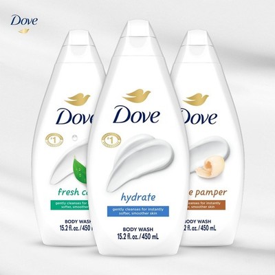 Dove Body Wash Variety 6-Pack   Hydrate, Fresh Care, and Gentle Pamper, 15.22 Oz
