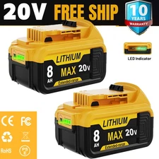 2Pack 8.0Ah For DeWalt  Lithium Ion 20Volt Battery replacement  DCB203-US
