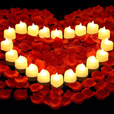 3000 PCS Artificial Rose Petals with 20 PCS Flameless LED Candles Set