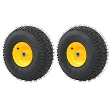 Turf Saver Tire & Wheel 15x6.00-6" For Lawn Garden Mower Inflatable Wheel 2 PCS