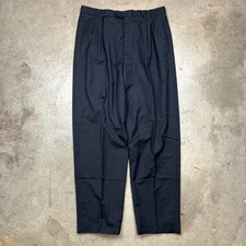 Vintage 80s 100 Wool pleated trousers Dress Pants Black mens 36x33