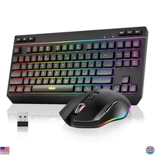 RedThunder K20 TKL Wireless Keyboard & Mouse Set - RGB, Rechargeable, Compact