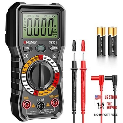 Digital Multimeter with Case,DC AC Voltmeter,Ohm Volt Amp SZ301 Black