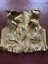 1970's vintage children's suede leather fringe cowboy vest