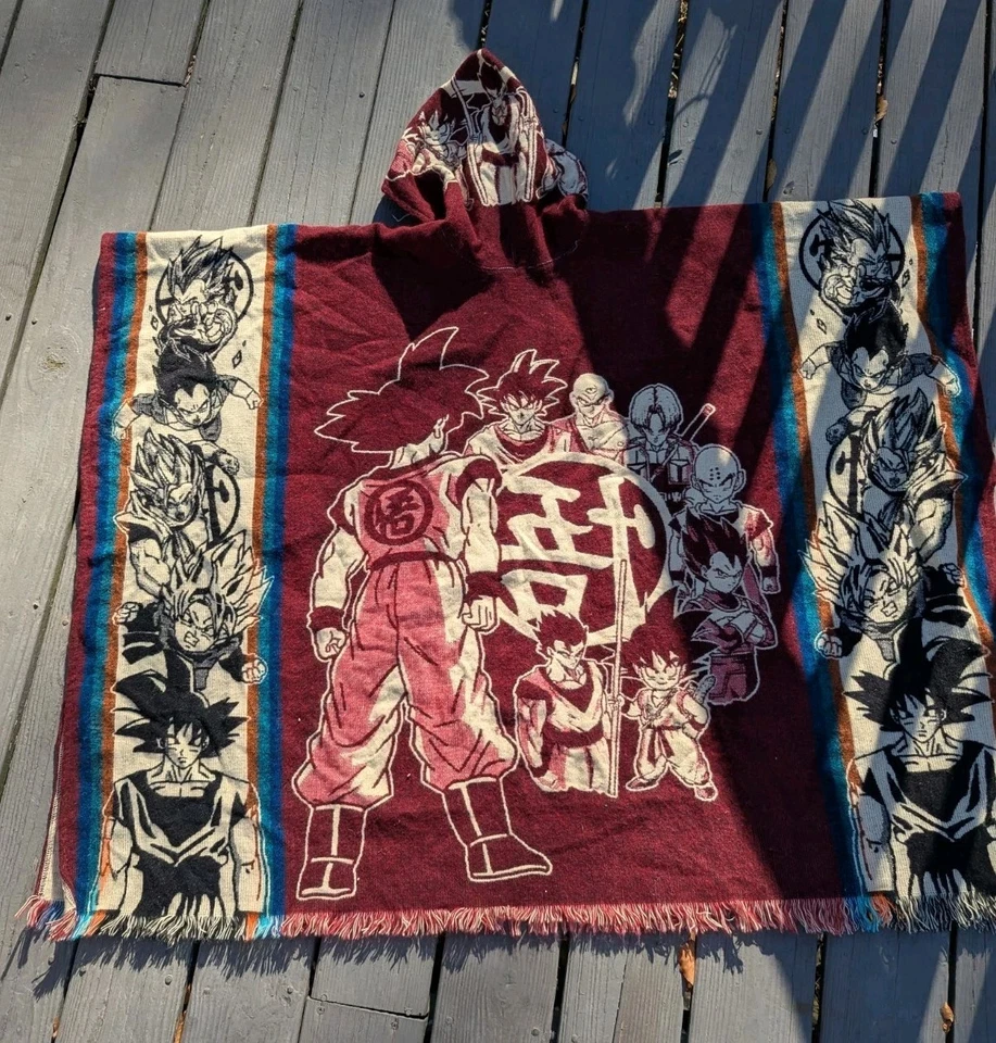 Japanese Anime Dragon Ball Z Alpaca Poncho, Unisex One Size. Made In Ecuador - Image 3 of 4