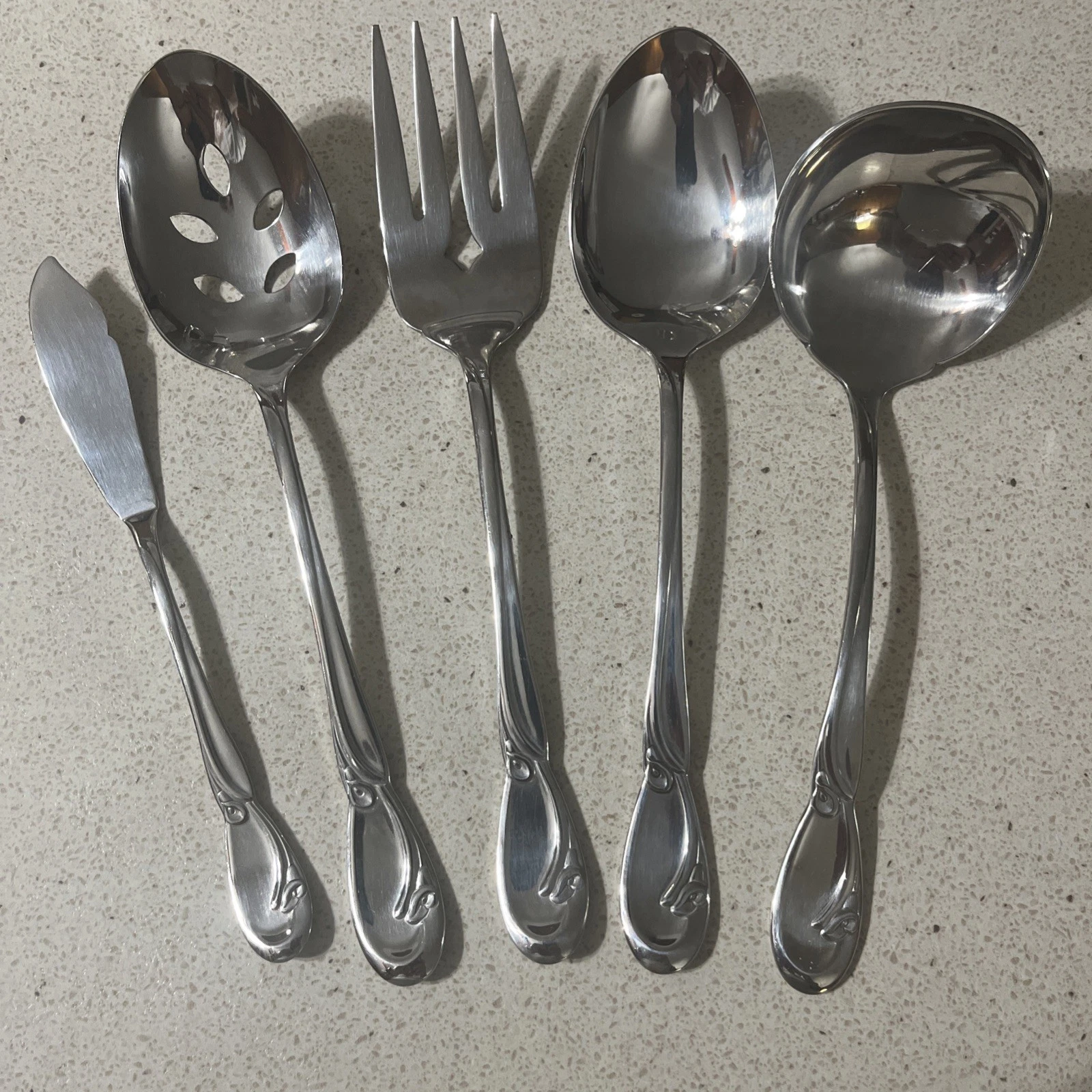 Set Of 5 ONEIDA Deluxe CALLA LILY Stainless Flatware Serving Pieces