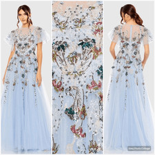 MAC DUGGAL 20436 Embellished Multi Color Flutter Sleeve A-Line Dress Blue 2