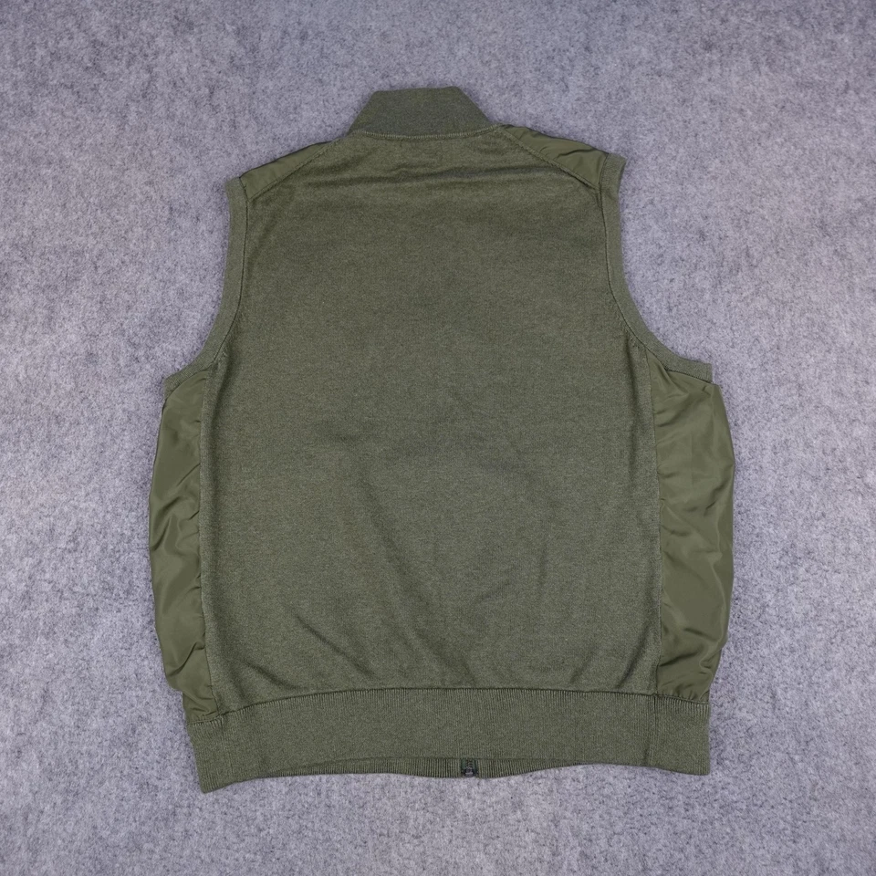 Colete Polo Ralph Lauren Masculino XL Verde Oliva Zíper Completo Malha Traseira Logotipo Pônei Bolsos - Imagem 2 de 4