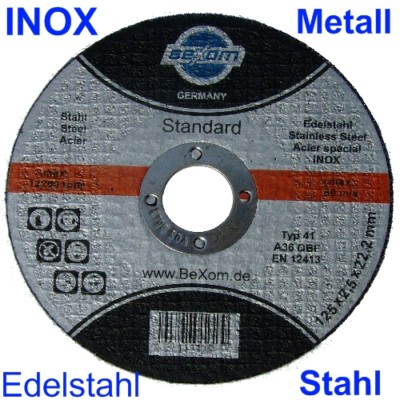 Trennscheibe 125x2,5 mm Trennscheiben Edelstahl INOX Stahl Metall 125 x 2,5 mm