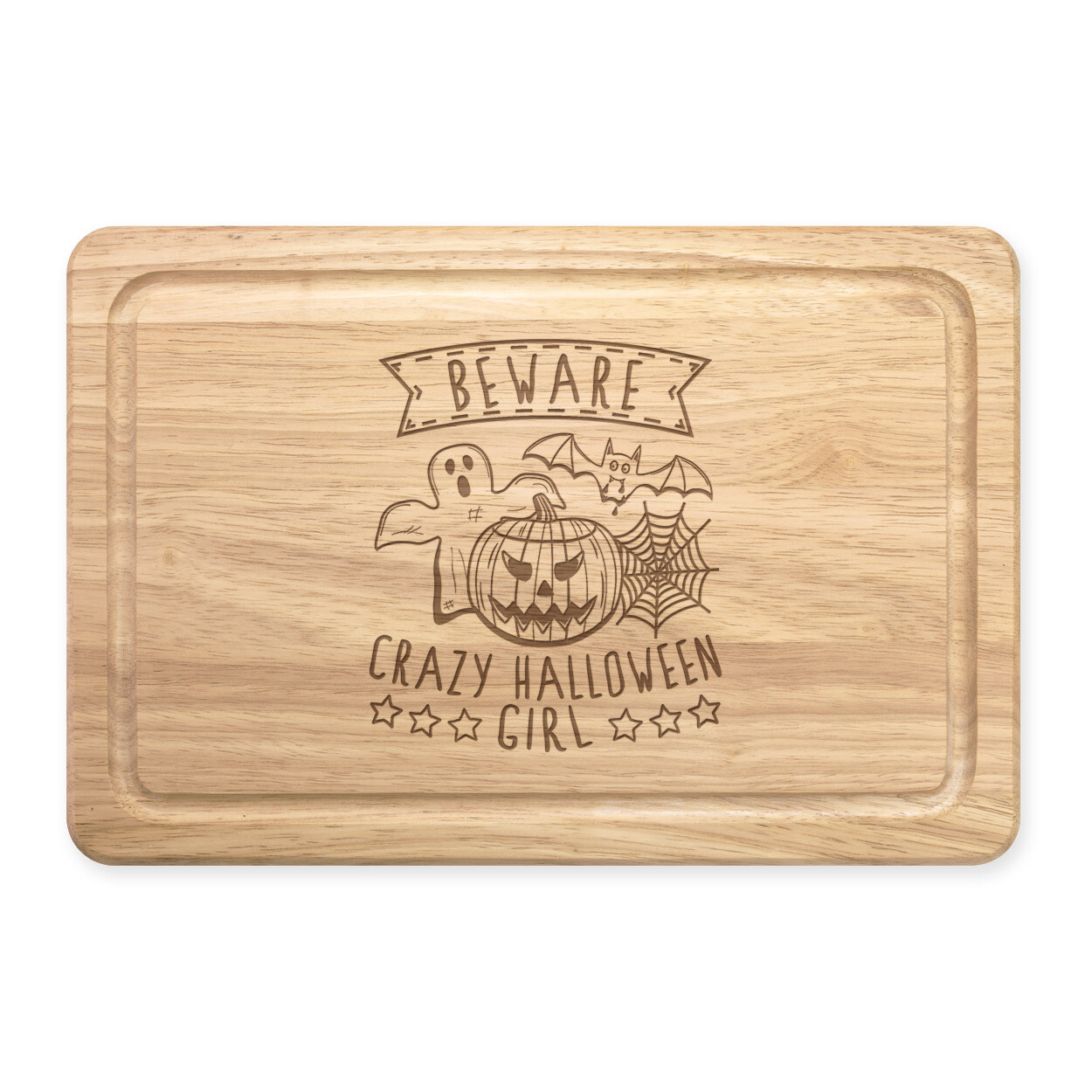 Beware Crazy Halloween Girl Rectangular Chopping Board Ghost Daughter Funny