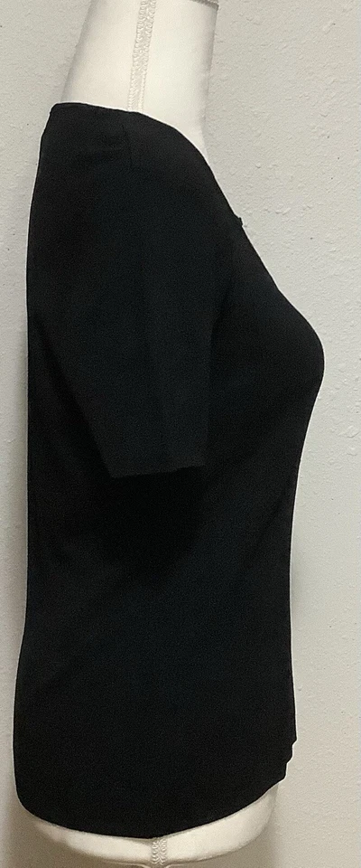 Suéter de malha Larry Levine vintage tamanho M alças pretas gola V elástico manga curta - Imagem 4 de 4