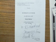 DAVID RAKSIN - Composer - Signed Program