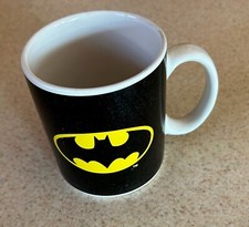 COMIC BOOK COFFEE MUG (c1990 Monogram Toys) -- Vintage Batman Symbol