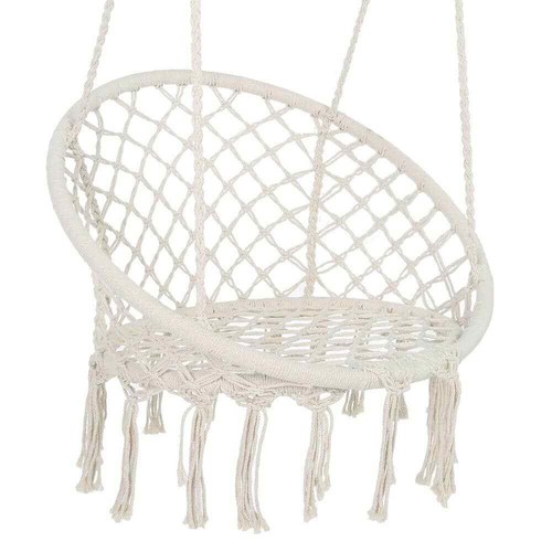 Hammock Chair Macrame Swing Max 330 lbs. Hanging Cotton Rope Hammock Swing Chair
