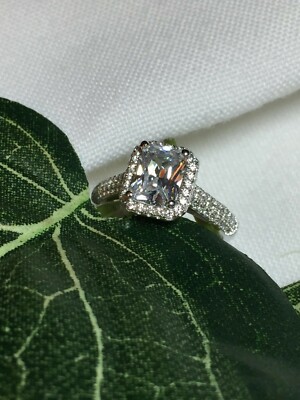 Dual Three Accent Women Ring 2.2ct Radiant Simulated Diamond White Gold Plated
