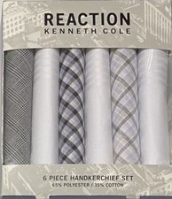 Kenneth Cole 6 Piece Handkerchief Set  Assorted White/Gray/Black