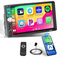 Single 1Din 7" Touch Screen Stereo Bluetooth Radio Car Apple/Android Carplay USB