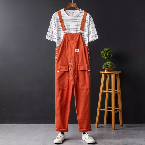 Men Loose Overalls Jumpsuit Bib Pants Coverall Romper Straight-leg Trouser New - Picture 26 of 39