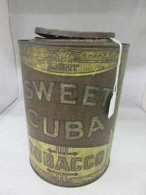 VINTAGE ADVERTISING EMPTY SWEET CUBA STORE COUNTER BIN TOBACCO TIN A-147