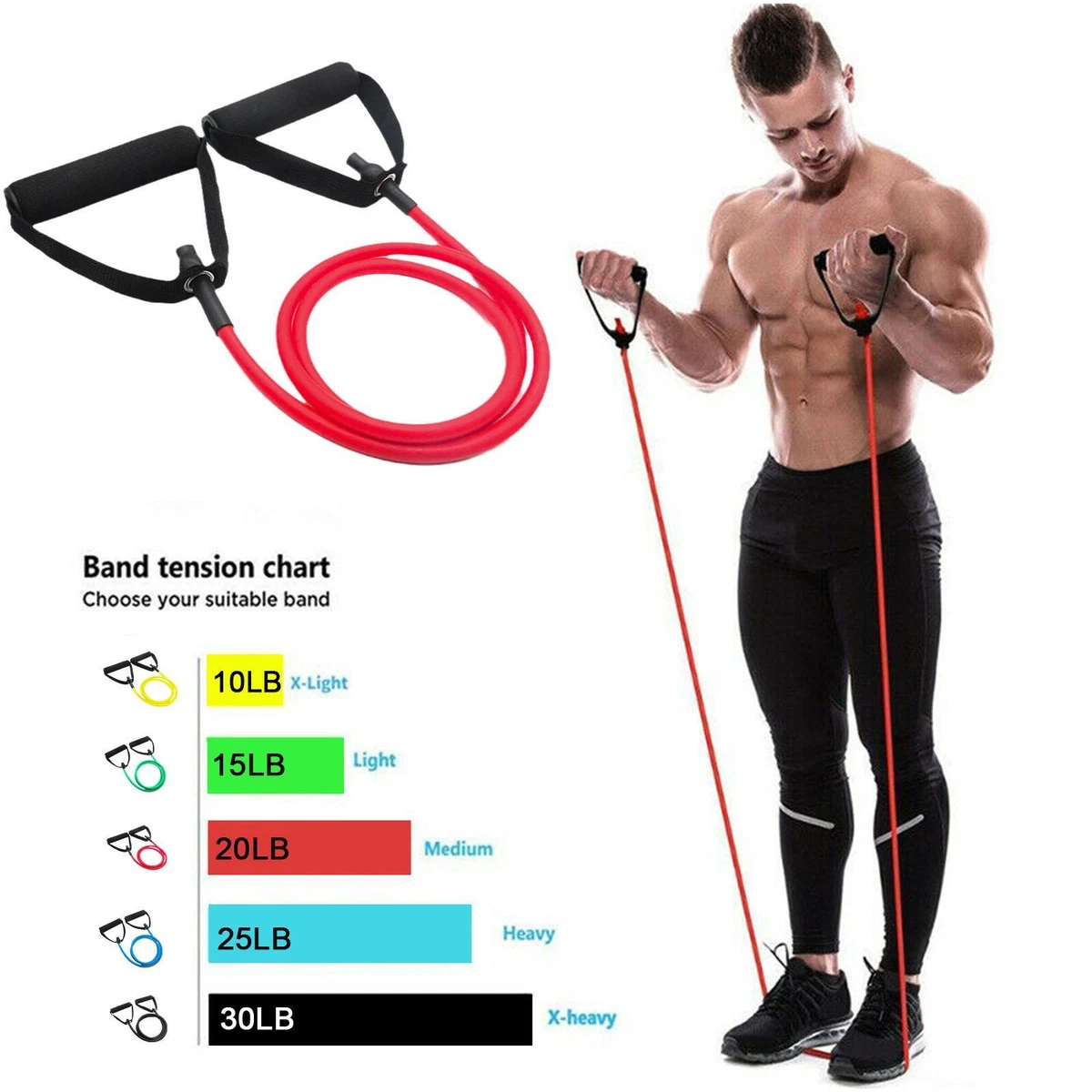 Fitness Exercise Cords Pull Rope Stretch Resistance Bands Elastic Training 