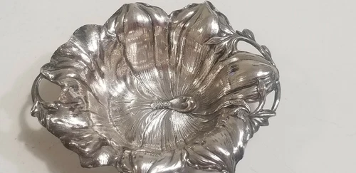 REED & BARTON STERLING SILVER ART NOUVEAU ORCHID FLOWER DISH  1903