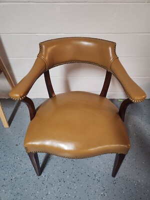 Vintage 1965 Hickory Chair Company Yellow Leather (Faux?) Chair w