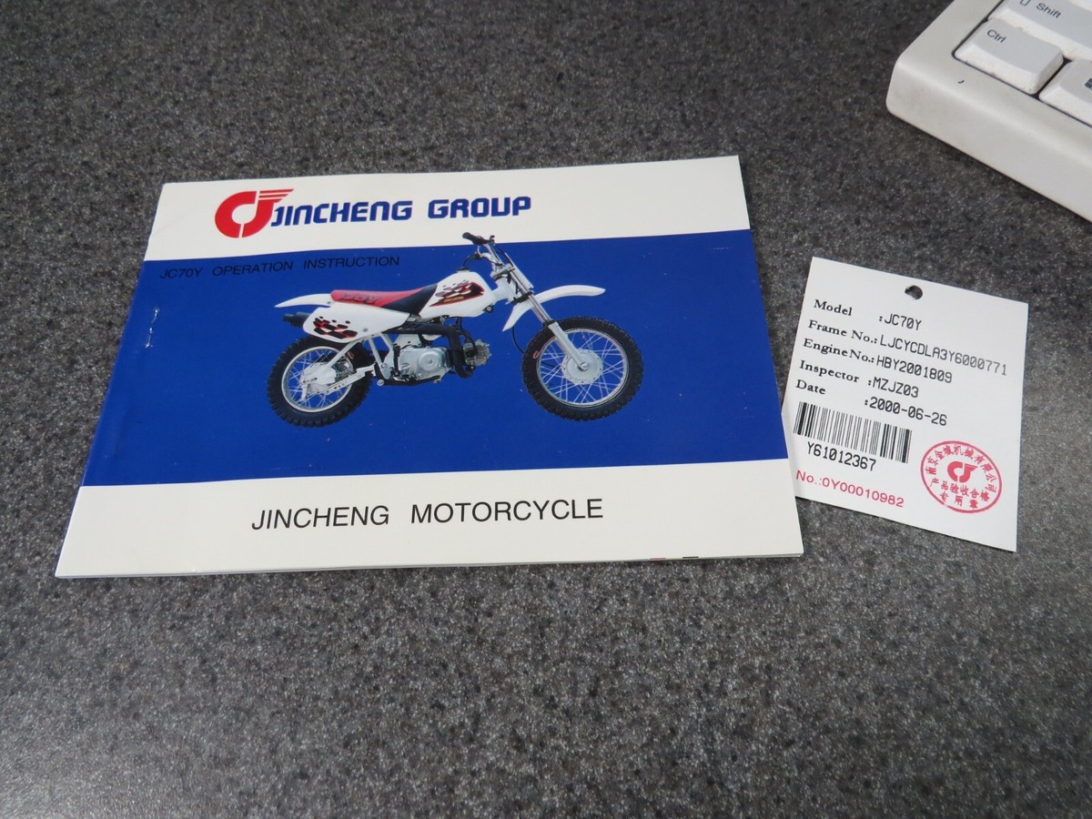 Jincheng Motorcycle Operation Instruction Manual JC70Y Y61012367