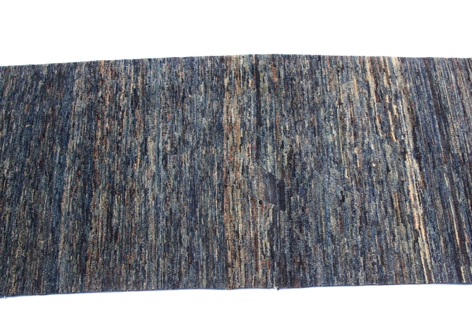 6 Ft Blue Striped Gabbeh Runner Rug Afghan Hand Knotted Hallway Runner Rug - Image 3 of 4