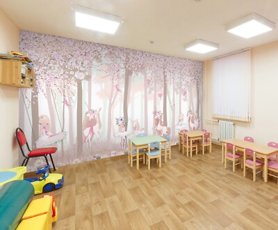 3D Pink Petals Tree ZHUA1683 Wallpaper Wall Murals Removable Self-adhesive Ann